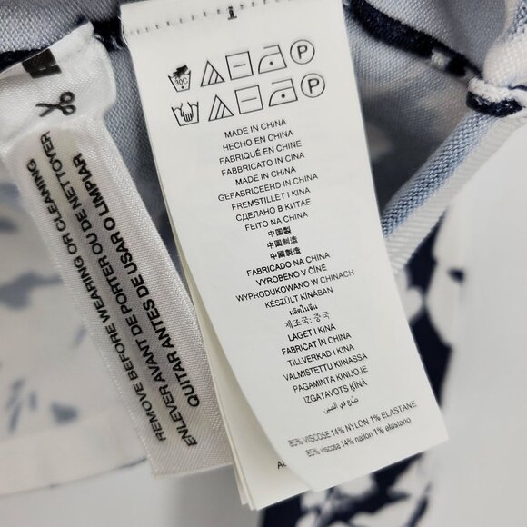 Michael Kors Navy Blue and White Floral Print Crewneck Sweater Top Shirt Large - Picture 5 of 9